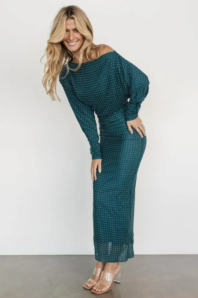 Baltic Born Embellished and Sequined Charlize Rhinestone Maxi Dress Peacock 8211 Women Baltic Born Embellished and Sequined Charlize Rhinestone Maxi Dress Peacock 8211 Women