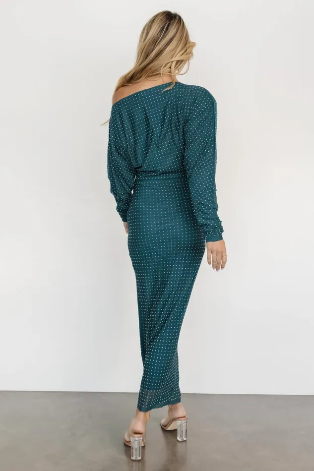 Baltic Born Embellished and Sequined Charlize Rhinestone Maxi Dress Peacock 8211 Women Baltic Born Embellished and Sequined Charlize Rhinestone Maxi Dress Peacock 8211 Women