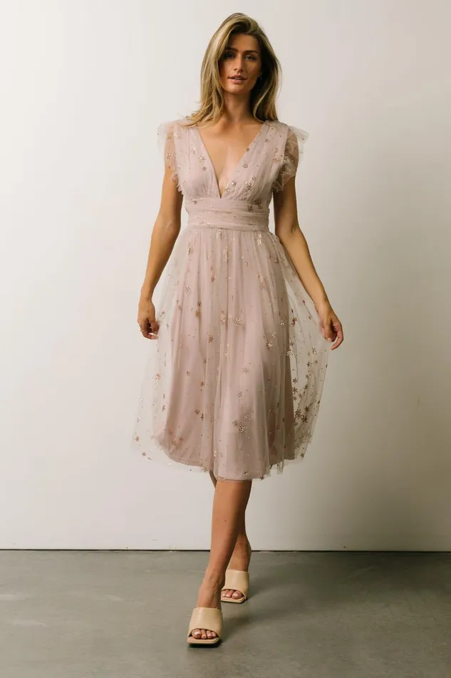 Baltic Born Embellished and Sequined Chiara Shimmer Midi Dress Dusty Lilac 8211 Women Baltic Born Embellished and Sequined Chiara Shimmer Midi Dress Dusty Lilac 8211 Women