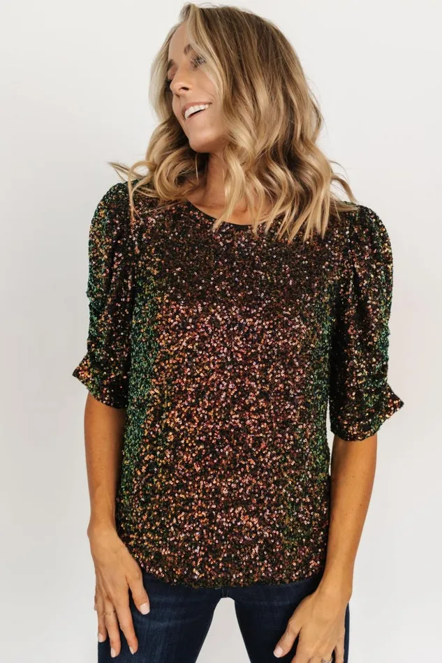 Baltic Born Embellished and Sequined Joplin Sequin Top Black Multi 8211 Women Baltic Born Embellished and Sequined Joplin Sequin Top Black Multi 8211 Women