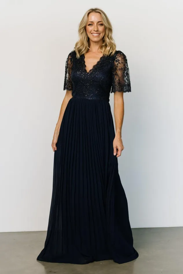 Baltic Born Embellished and Sequined Josephine Pleated Maxi Dress Navy 8211 Women Baltic Born Embellished and Sequined Josephine Pleated Maxi Dress Navy 8211 Women