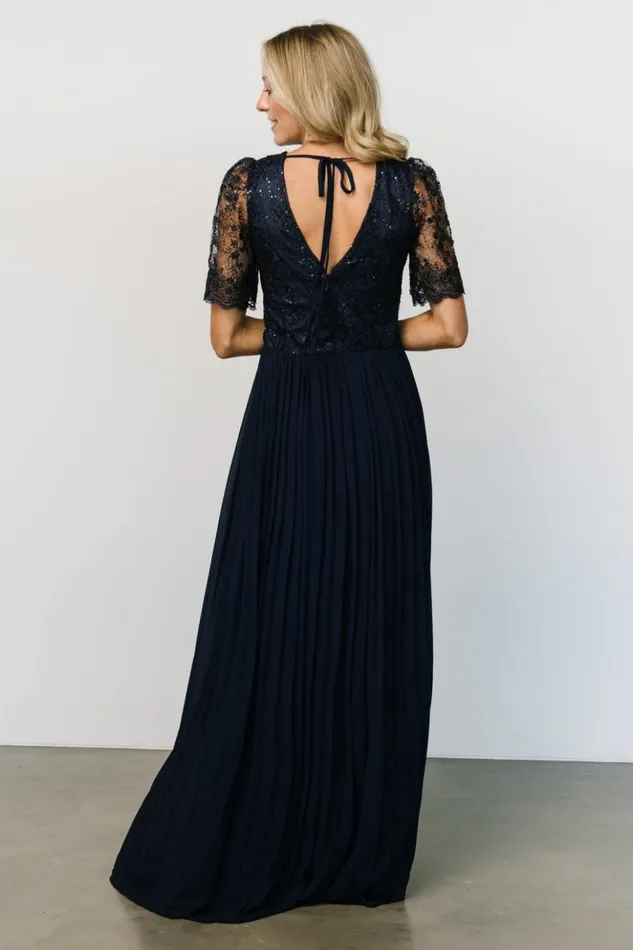 Baltic Born Embellished and Sequined Josephine Pleated Maxi Dress Navy 8211 Women Baltic Born Embellished and Sequined Josephine Pleated Maxi Dress Navy 8211 Women