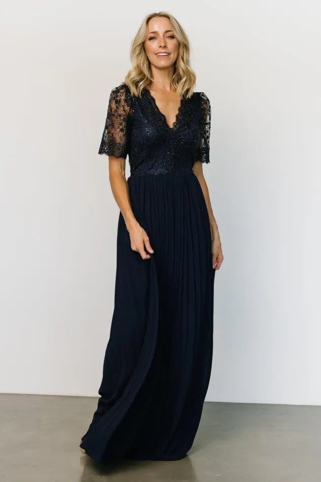Baltic Born Embellished and Sequined Josephine Pleated Maxi Dress Navy 8211 Women Baltic Born Embellished and Sequined Josephine Pleated Maxi Dress Navy 8211 Women