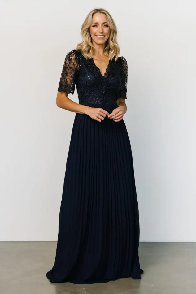 Baltic Born Embellished and Sequined Josephine Pleated Maxi Dress Navy 8211 Women Baltic Born Embellished and Sequined Josephine Pleated Maxi Dress Navy 8211 Women