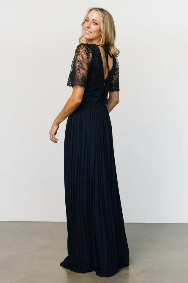 Baltic Born Embellished and Sequined Josephine Pleated Maxi Dress Navy 8211 Women Baltic Born Embellished and Sequined Josephine Pleated Maxi Dress Navy 8211 Women