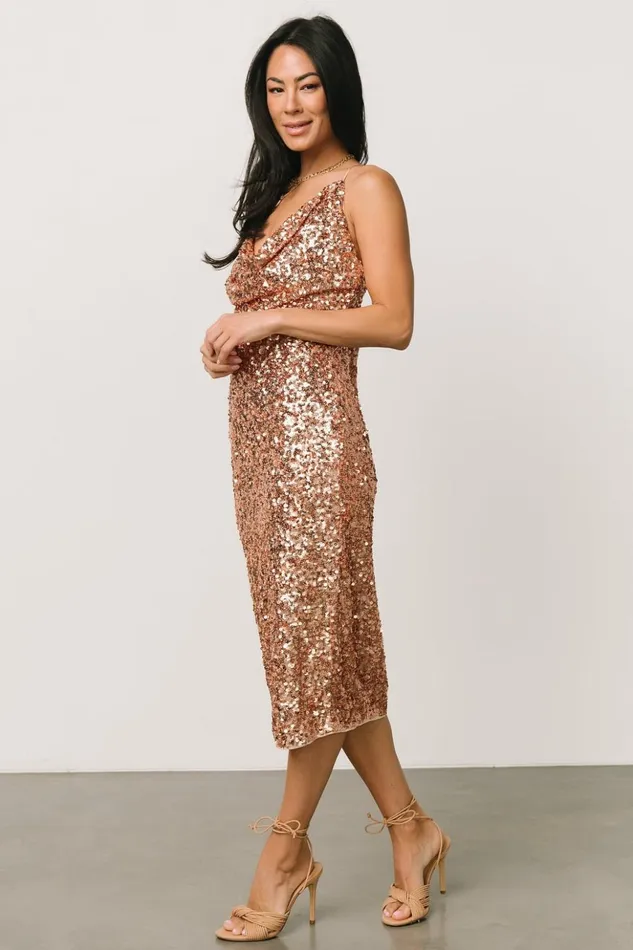 Baltic Born Embellished and Sequined Madi Sequin Midi Dress Rose Gold 8211 Women Baltic Born Embellished and Sequined Madi Sequin Midi Dress Rose Gold 8211 Women