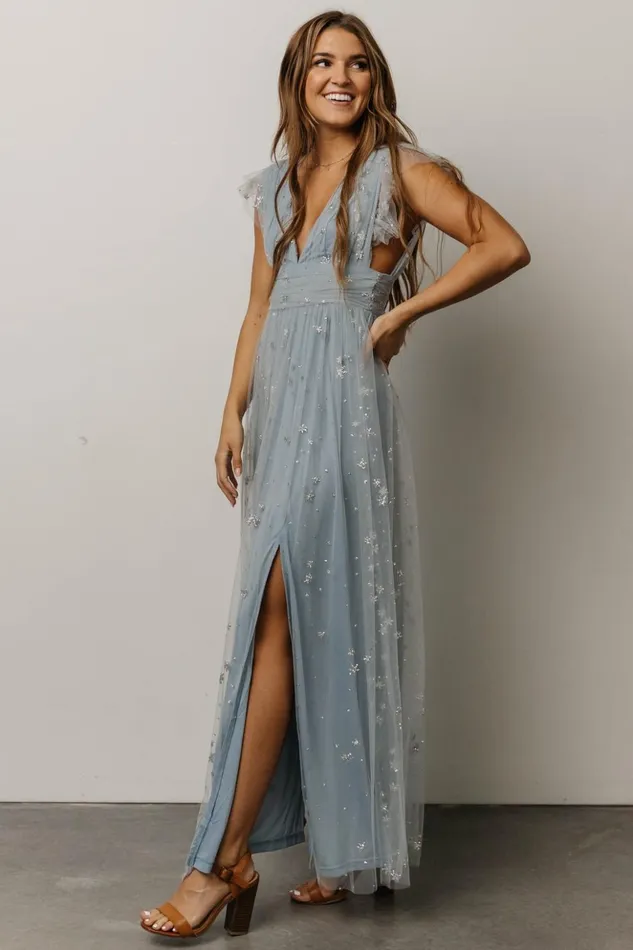 Baltic Born Embellished and Sequined Nova Shimmer Maxi Dress Dusty Blue Silver 8211 Women Baltic Born Embellished and Sequined Nova Shimmer Maxi Dress Dusty Blue Silver 8211 Women