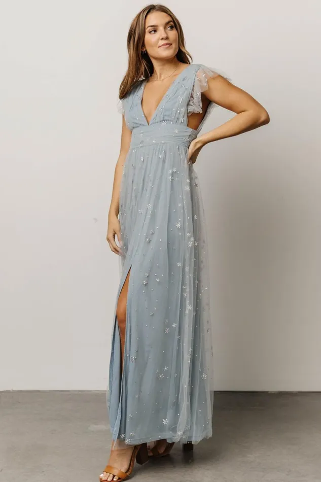 Baltic Born Embellished and Sequined Nova Shimmer Maxi Dress Dusty Blue Silver 8211 Women Baltic Born Embellished and Sequined Nova Shimmer Maxi Dress Dusty Blue Silver 8211 Women