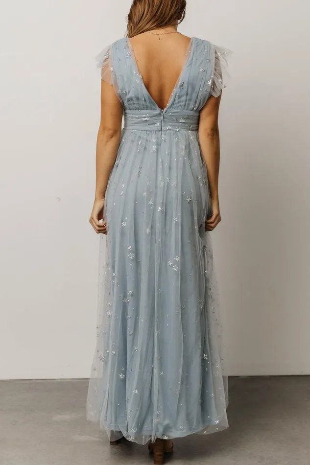 Baltic Born Embellished and Sequined Nova Shimmer Maxi Dress Dusty Blue Silver 8211 Women Baltic Born Embellished and Sequined Nova Shimmer Maxi Dress Dusty Blue Silver 8211 Women