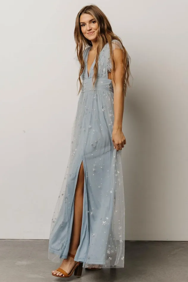 Baltic Born Embellished and Sequined Nova Shimmer Maxi Dress Dusty Blue Silver 8211 Women Baltic Born Embellished and Sequined Nova Shimmer Maxi Dress Dusty Blue Silver 8211 Women