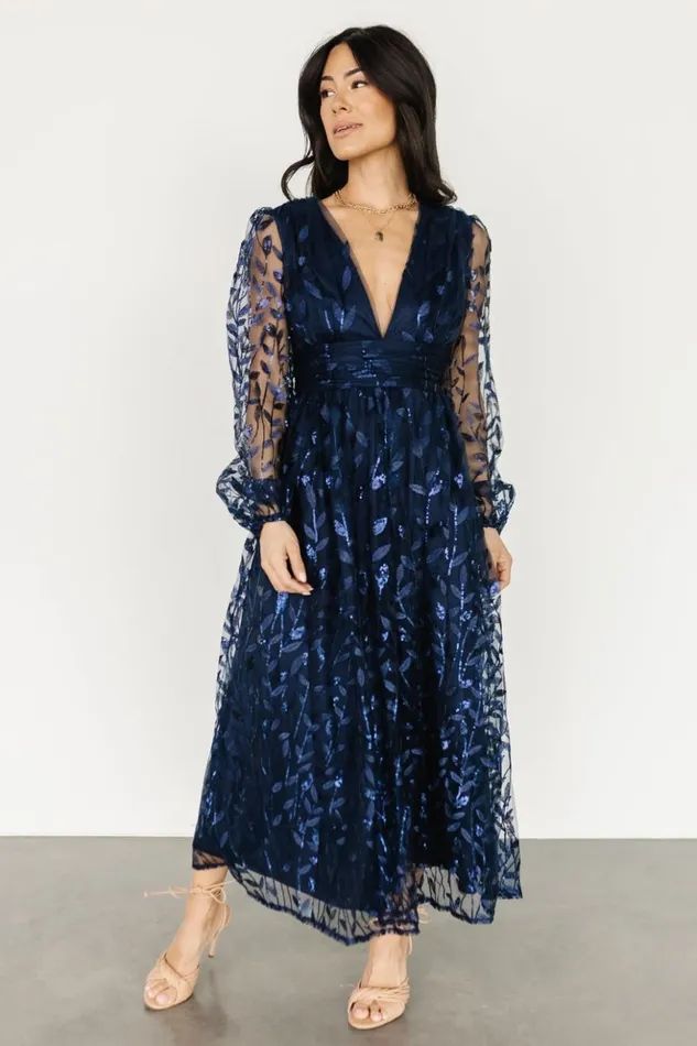 Baltic Born Embellished and Sequined Odessa Sequin Embossed Dress Dark Blue 8211 Women Baltic Born Embellished and Sequined Odessa Sequin Embossed Dress Dark Blue 8211 Women
