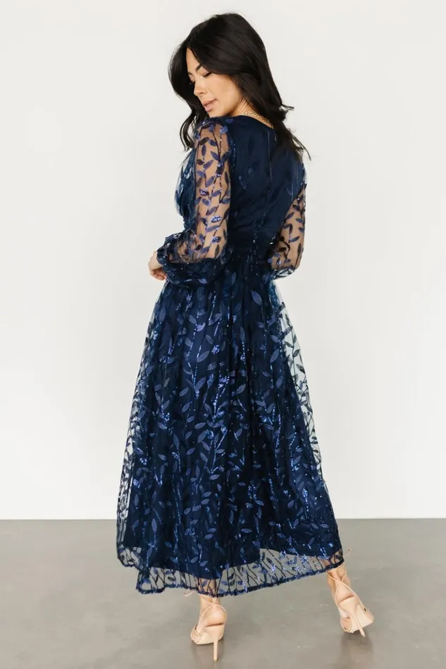 Baltic Born Embellished and Sequined Odessa Sequin Embossed Dress Dark Blue 8211 Women Baltic Born Embellished and Sequined Odessa Sequin Embossed Dress Dark Blue 8211 Women