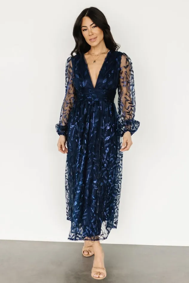 Baltic Born Embellished and Sequined Odessa Sequin Embossed Dress Dark Blue 8211 Women Baltic Born Embellished and Sequined Odessa Sequin Embossed Dress Dark Blue 8211 Women