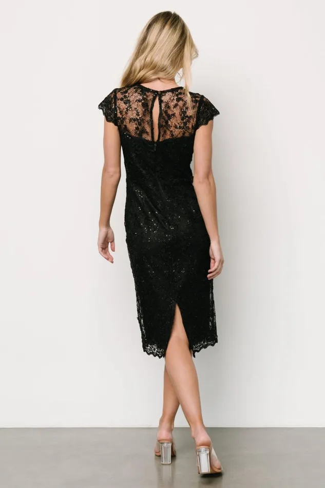 Baltic Born Embellished and Sequined Oriana Embossed Shimmer Midi Dress Black 8211 Women Baltic Born Embellished and Sequined Oriana Embossed Shimmer Midi Dress Black 8211 Women