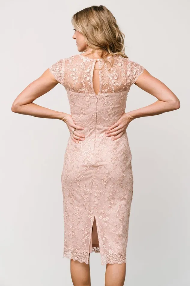 Baltic Born Embellished and Sequined Oriana Embossed Shimmer Midi Dress Nude Blush 8211 Women Baltic Born Embellished and Sequined Oriana Embossed Shimmer Midi Dress Nude Blush 8211 Women