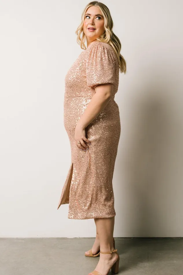 Baltic Born Embellished and Sequined Socorro Sequin Midi Dress Champagne 8211 Women Baltic Born Embellished and Sequined Socorro Sequin Midi Dress Champagne 8211 Women