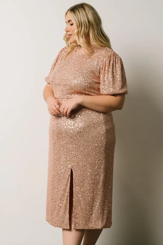 Baltic Born Embellished and Sequined Socorro Sequin Midi Dress Champagne 8211 Women Baltic Born Embellished and Sequined Socorro Sequin Midi Dress Champagne 8211 Women