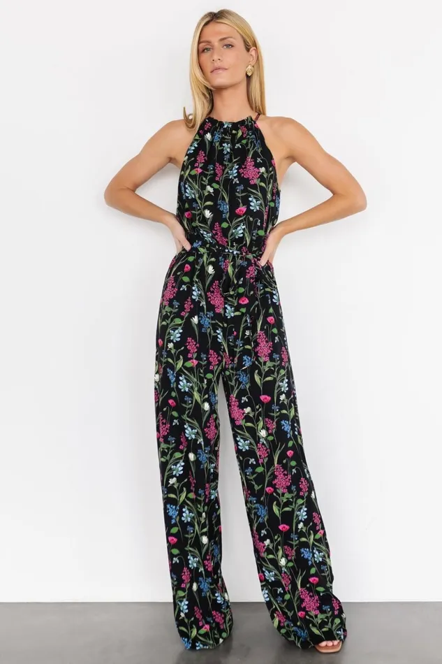 Baltic Born Jumpsuits and Rompers Alameda Halter Jumpsuit Black Floral 8211 Women Baltic Born Jumpsuits and Rompers Alameda Halter Jumpsuit Black Floral 8211 Women
