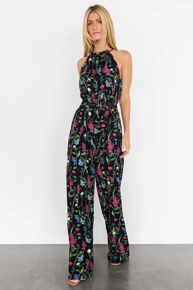 Baltic Born Jumpsuits and Rompers Alameda Halter Jumpsuit Black Floral 8211 Women Baltic Born Jumpsuits and Rompers Alameda Halter Jumpsuit Black Floral 8211 Women