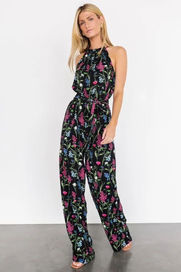 Baltic Born Jumpsuits and Rompers Alameda Halter Jumpsuit Black Floral 8211 Women Baltic Born Jumpsuits and Rompers Alameda Halter Jumpsuit Black Floral 8211 Women