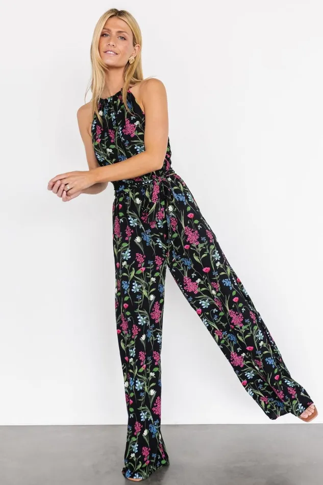 Baltic Born Jumpsuits and Rompers Alameda Halter Jumpsuit Black Floral 8211 Women Baltic Born Jumpsuits and Rompers Alameda Halter Jumpsuit Black Floral 8211 Women