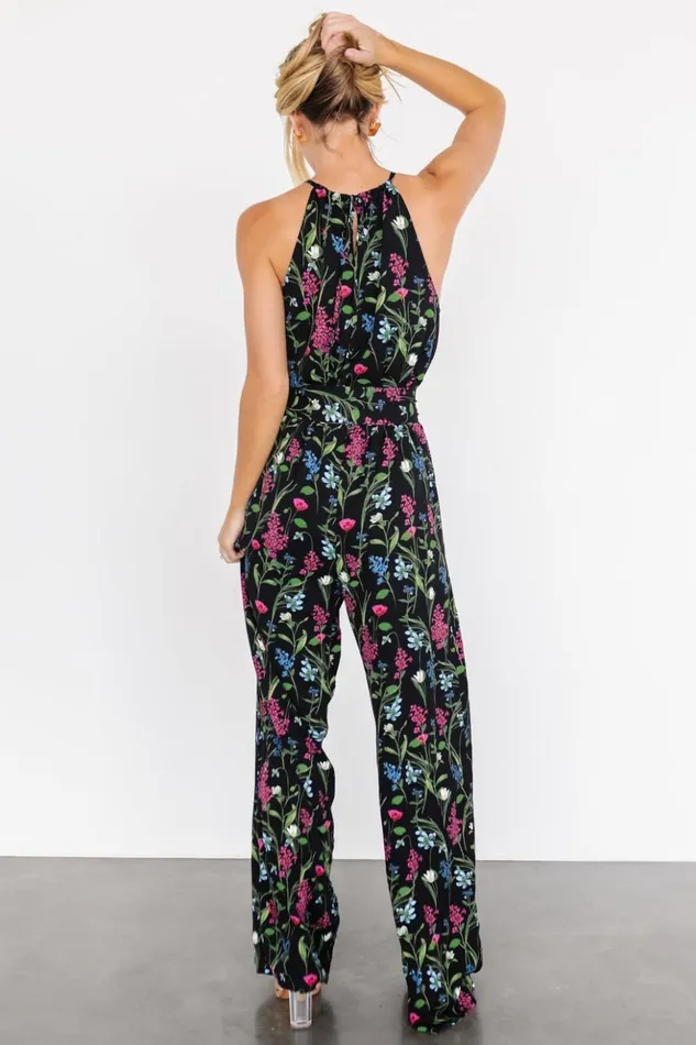 Baltic Born Jumpsuits and Rompers Alameda Halter Jumpsuit Black Floral 8211 Women Baltic Born Jumpsuits and Rompers Alameda Halter Jumpsuit Black Floral 8211 Women