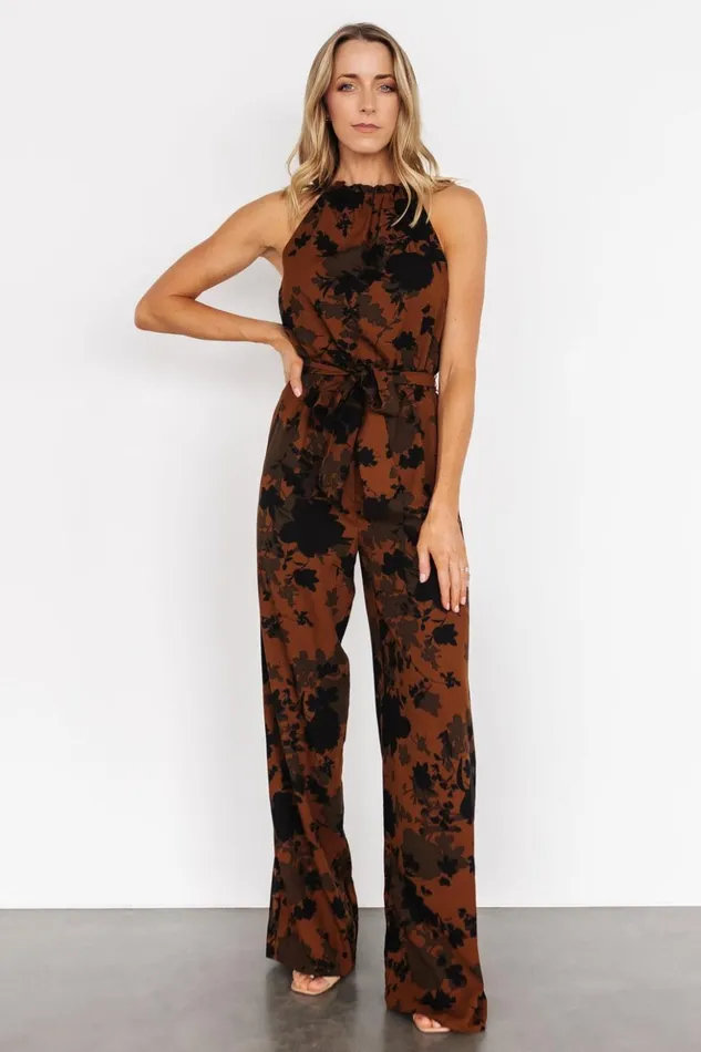 Baltic Born Jumpsuits and Rompers Alameda Halter Jumpsuit Espresso Print 8211 Women Baltic Born Jumpsuits and Rompers Alameda Halter Jumpsuit Espresso Print 8211 Women