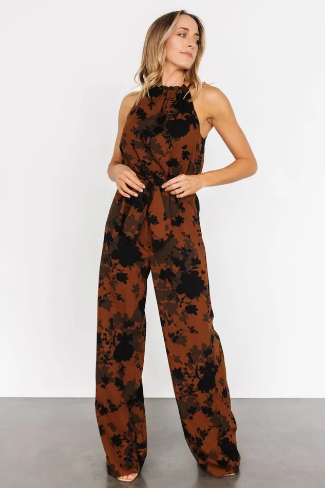 Baltic Born Jumpsuits and Rompers Alameda Halter Jumpsuit Espresso Print 8211 Women Baltic Born Jumpsuits and Rompers Alameda Halter Jumpsuit Espresso Print 8211 Women