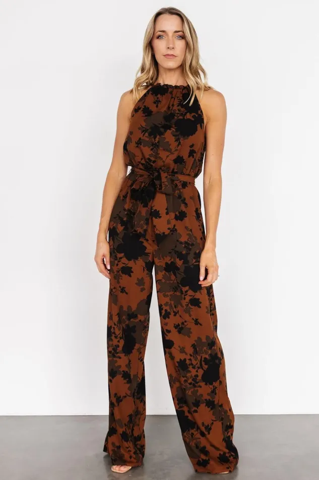 Baltic Born Jumpsuits and Rompers Alameda Halter Jumpsuit Espresso Print 8211 Women Baltic Born Jumpsuits and Rompers Alameda Halter Jumpsuit Espresso Print 8211 Women