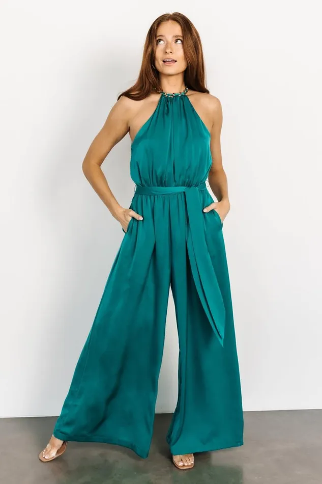 Baltic Born Jumpsuits and Rompers Blaire Satin Jumpsuit Jewel Green 8211 Women Baltic Born Jumpsuits and Rompers Blaire Satin Jumpsuit Jewel Green 8211 Women
