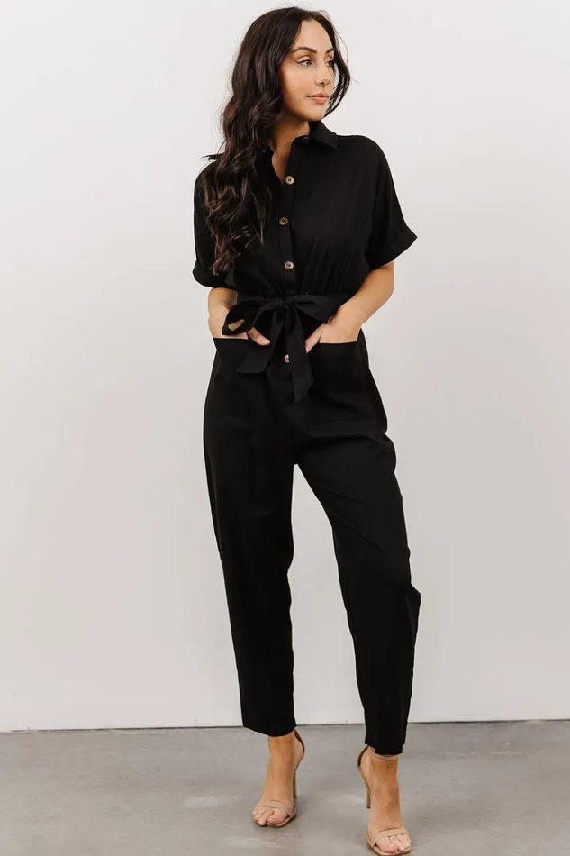 Baltic Born Jumpsuits and Rompers Dallas Button Up Jumpsuit Black 8211 Women Baltic Born Jumpsuits and Rompers Dallas Button Up Jumpsuit Black 8211 Women