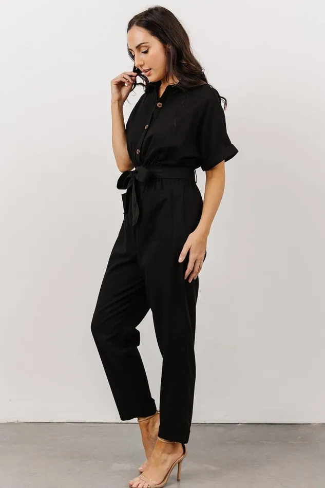 Baltic Born Jumpsuits and Rompers Dallas Button Up Jumpsuit Black 8211 Women Baltic Born Jumpsuits and Rompers Dallas Button Up Jumpsuit Black 8211 Women