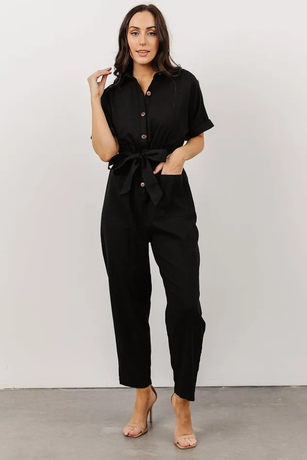 Baltic Born Jumpsuits and Rompers Dallas Button Up Jumpsuit Black 8211 Women Baltic Born Jumpsuits and Rompers Dallas Button Up Jumpsuit Black 8211 Women
