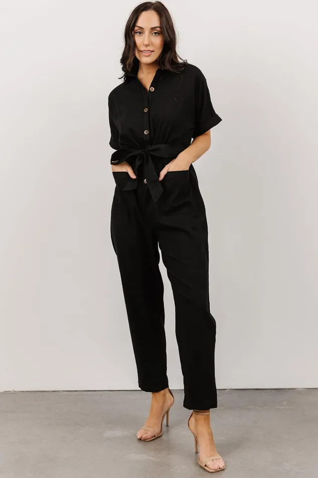 Baltic Born Jumpsuits and Rompers Dallas Button Up Jumpsuit Black 8211 Women Baltic Born Jumpsuits and Rompers Dallas Button Up Jumpsuit Black 8211 Women