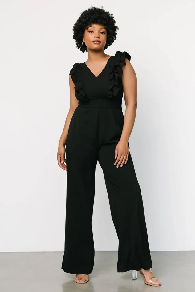 Baltic Born Jumpsuits and Rompers Descanso Ruffle Jumpsuit Black 8211 Women