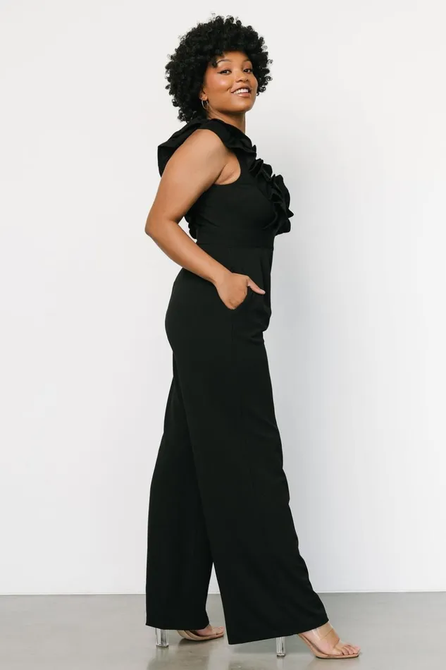 Baltic Born Jumpsuits and Rompers Descanso Ruffle Jumpsuit Black 8211 Women Baltic Born Jumpsuits and Rompers Descanso Ruffle Jumpsuit Black 8211 Women