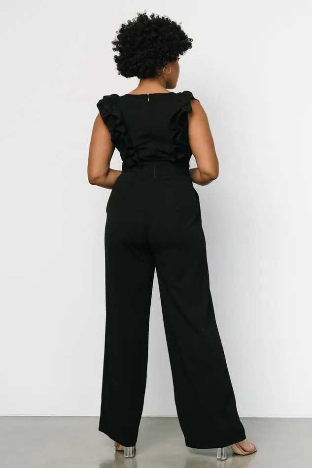 Baltic Born Jumpsuits and Rompers Descanso Ruffle Jumpsuit Black 8211 Women Baltic Born Jumpsuits and Rompers Descanso Ruffle Jumpsuit Black 8211 Women