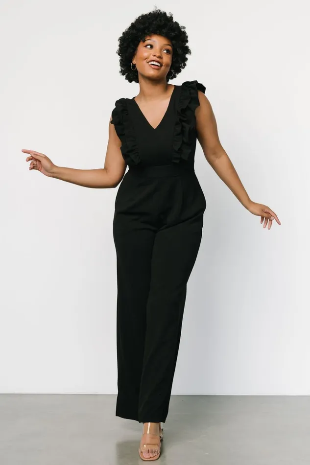 Baltic Born Jumpsuits and Rompers Descanso Ruffle Jumpsuit Black 8211 Women Baltic Born Jumpsuits and Rompers Descanso Ruffle Jumpsuit Black 8211 Women