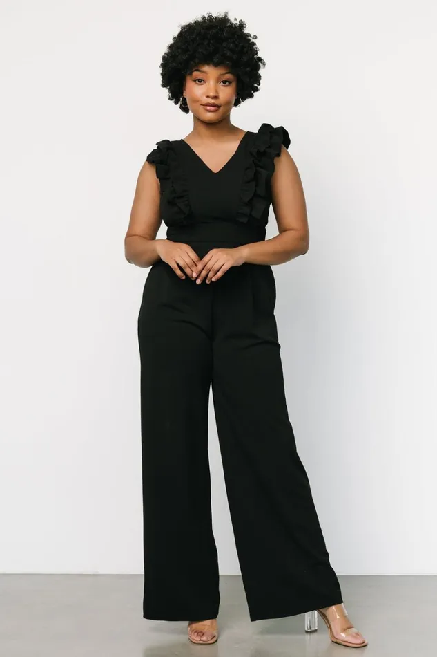 Baltic Born Jumpsuits and Rompers Descanso Ruffle Jumpsuit Black 8211 Women Baltic Born Jumpsuits and Rompers Descanso Ruffle Jumpsuit Black 8211 Women