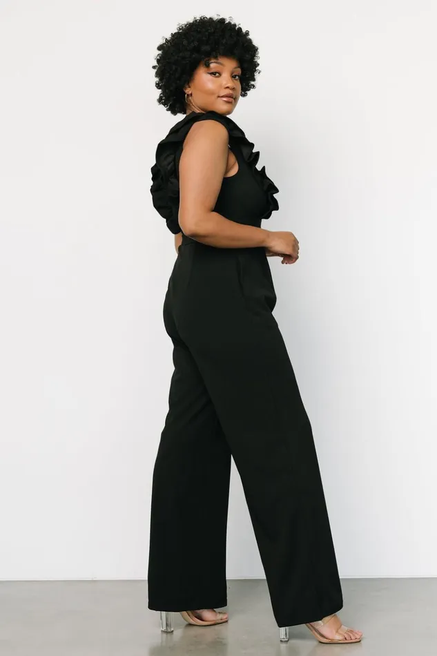 Baltic Born Jumpsuits and Rompers Descanso Ruffle Jumpsuit Black 8211 Women Baltic Born Jumpsuits and Rompers Descanso Ruffle Jumpsuit Black 8211 Women