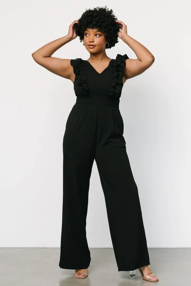 Baltic Born Jumpsuits and Rompers Descanso Ruffle Jumpsuit Black 8211 Women Baltic Born Jumpsuits and Rompers Descanso Ruffle Jumpsuit Black 8211 Women