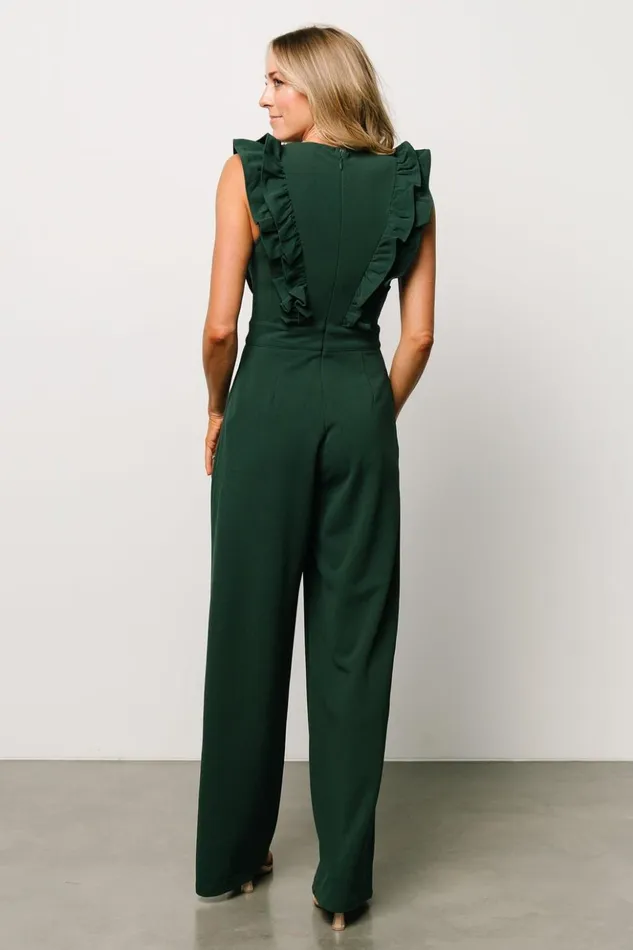 Baltic Born Jumpsuits and Rompers Descanso Ruffle Jumpsuit Dark Green 8211 Women Baltic Born Jumpsuits and Rompers Descanso Ruffle Jumpsuit Dark Green 8211 Women