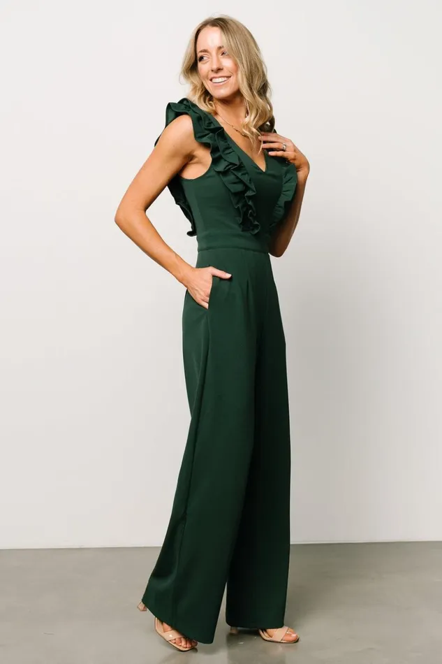 Baltic Born Jumpsuits and Rompers Descanso Ruffle Jumpsuit Dark Green 8211 Women Baltic Born Jumpsuits and Rompers Descanso Ruffle Jumpsuit Dark Green 8211 Women