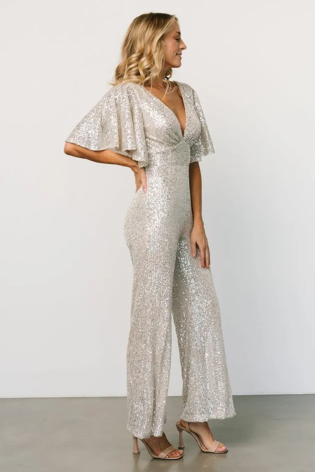 Baltic Born Jumpsuits and Rompers Dynasty Sequin Jumpsuit Cream 8211 Women Baltic Born Jumpsuits and Rompers Dynasty Sequin Jumpsuit Cream 8211 Women