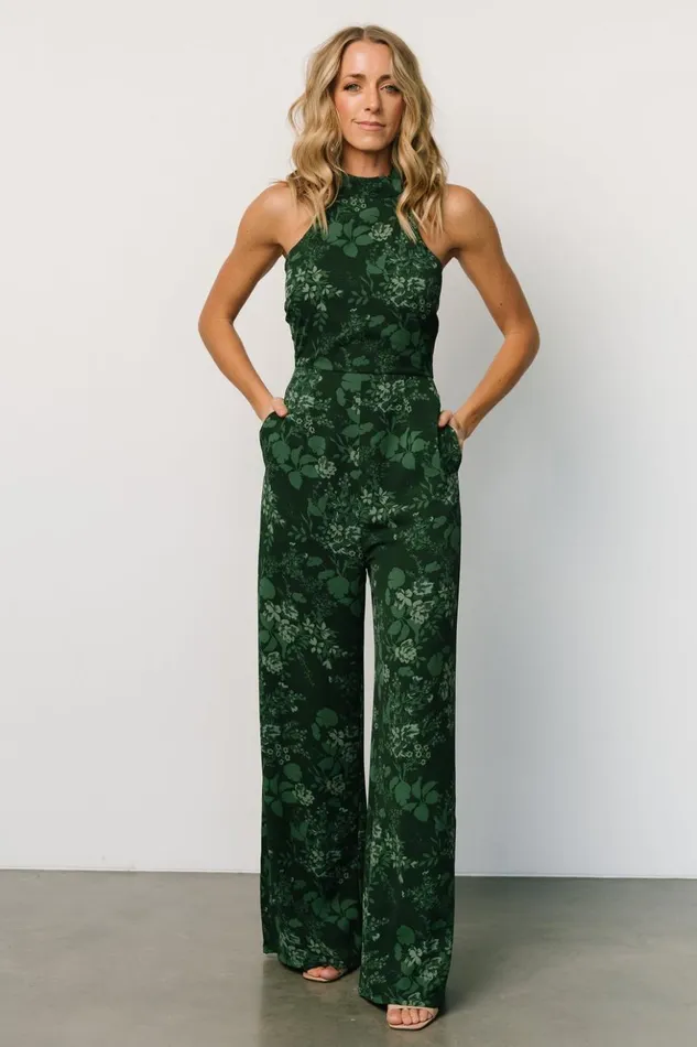 Baltic Born Jumpsuits and Rompers Freya Halter Jumpsuit Emerald Floral 8211 Women Baltic Born Jumpsuits and Rompers Freya Halter Jumpsuit Emerald Floral 8211 Women