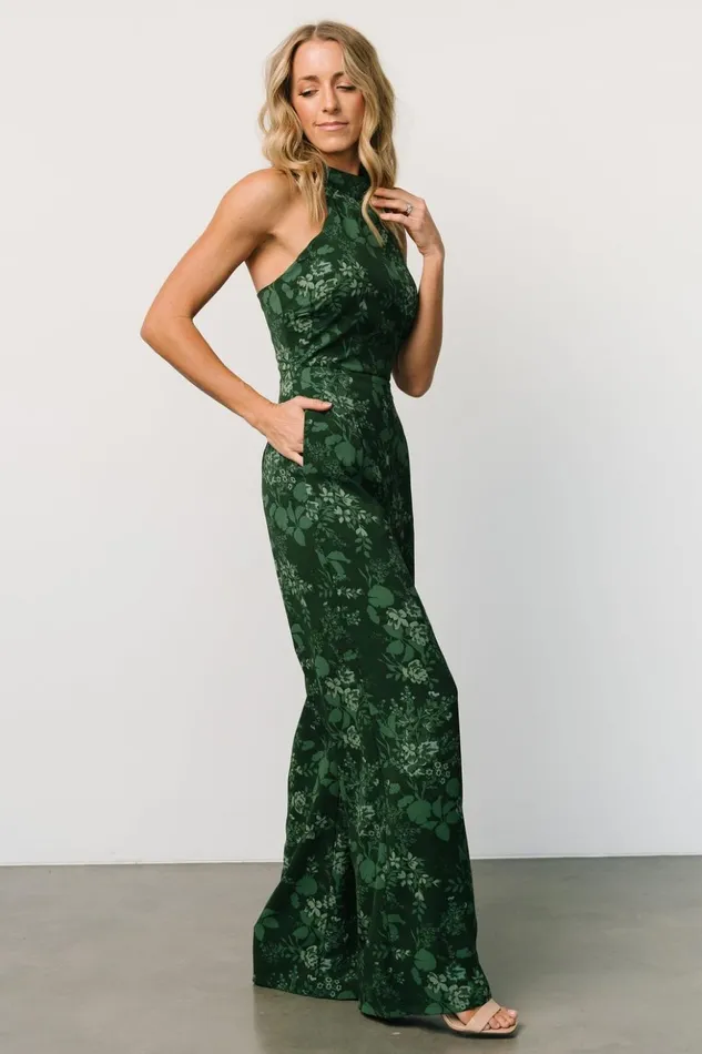 Baltic Born Jumpsuits and Rompers Freya Halter Jumpsuit Emerald Floral 8211 Women Baltic Born Jumpsuits and Rompers Freya Halter Jumpsuit Emerald Floral 8211 Women
