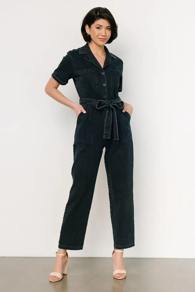 Baltic Born Jumpsuits and Rompers Geneva Button Jumpsuit Washed Black 8211 Women Baltic Born Jumpsuits and Rompers Geneva Button Jumpsuit Washed Black 8211 Women