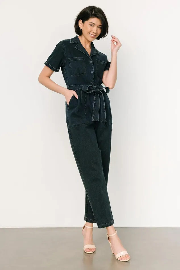 Baltic Born Jumpsuits and Rompers Geneva Button Jumpsuit Washed Black 8211 Women Baltic Born Jumpsuits and Rompers Geneva Button Jumpsuit Washed Black 8211 Women