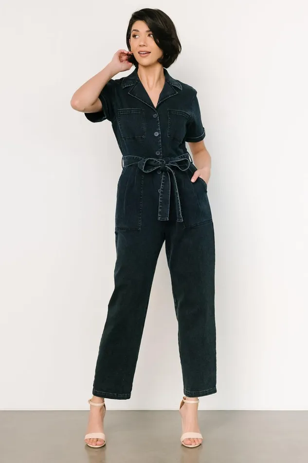 Baltic Born Jumpsuits and Rompers Geneva Button Jumpsuit Washed Black 8211 Women Baltic Born Jumpsuits and Rompers Geneva Button Jumpsuit Washed Black 8211 Women