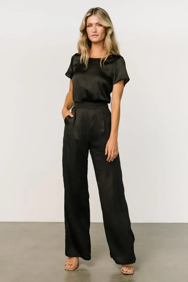 Baltic Born Jumpsuits and Rompers Jaxton Satin Jumpsuit Black 8211 Women